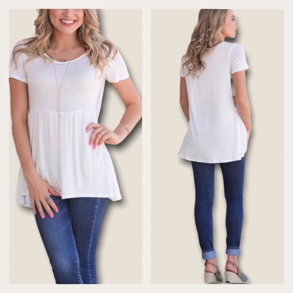 NEW✔️ Babydoll Ruffle Tunic, WHITE